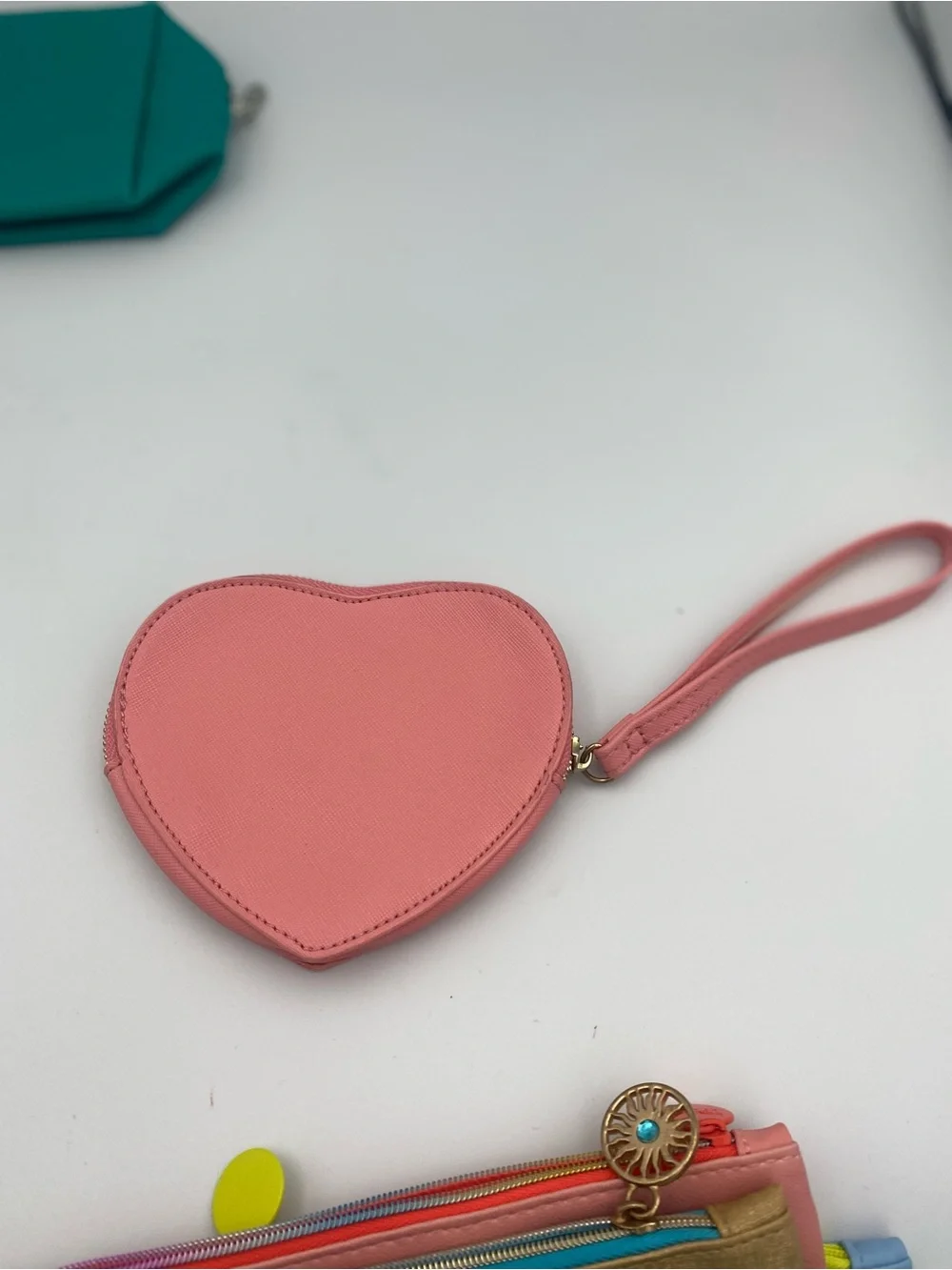ipsy Assorted Colorful Cosmetic Pouch Set - Pink Heart & Blue 'Power Moves'